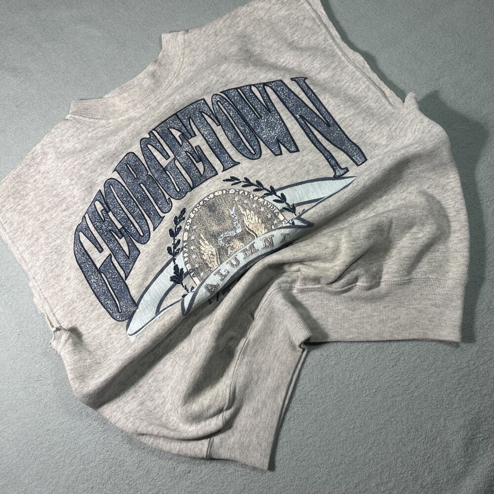 Vintage 90s AOP Georgetown University Hoyas Cut Off Sleeve Sweatshirt Vest Large